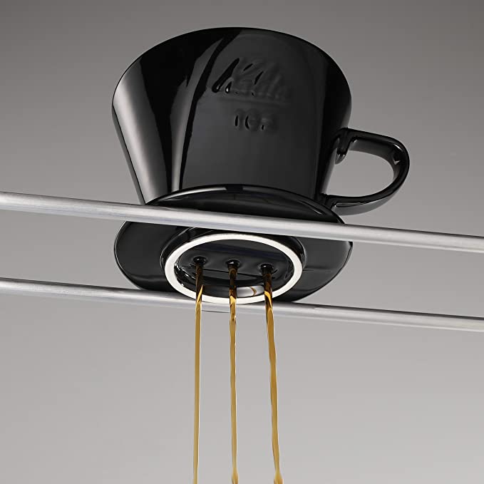 kalita black ceramic dripper 102 brewing coffee